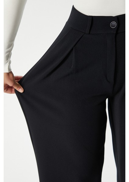 Likra Serisi Viora Açık Pile Esnek Siyah Palazzo Pantolon fiyatları