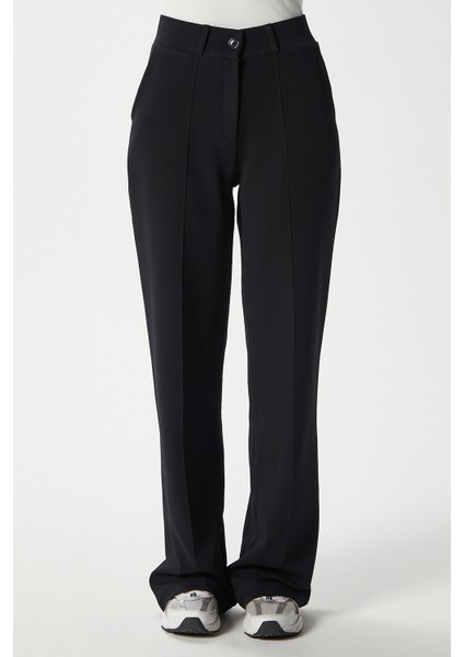 Likra Serisi Lift Süs Dikişli Esnek Siyah Palazzo Pantolon fiyatları