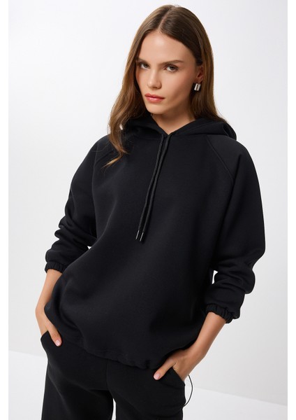 Kapüşonlu Şardonlu Örme Alt-Üst Takım LZV0028 Siyah modelleri