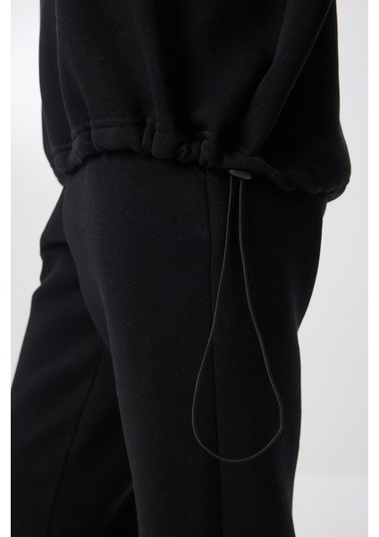 Kapüşonlu Şardonlu Örme Alt-Üst Takım LZV0028 Siyah fırsatları