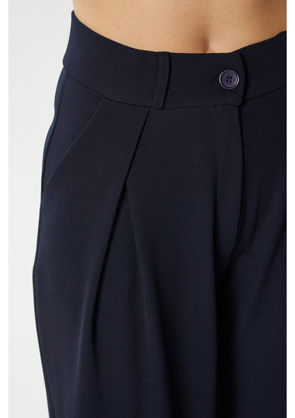 Likra Serisi Viora Açık Pile Esnek Lacivert Palazzo Pantolon fiyatları