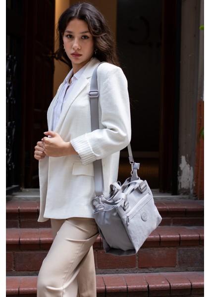 Çok Cepli Kadın Omuz Çantası Orta Boy Günlük HV4014 Gri fiyatları