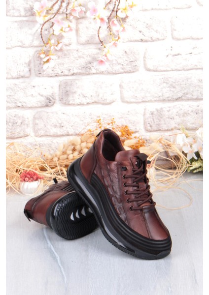 E053 Rahat Lastik Bağçıklı Kalın Air Taban Taban Hakiki Deri Erkek Ayakkabı indirimleri