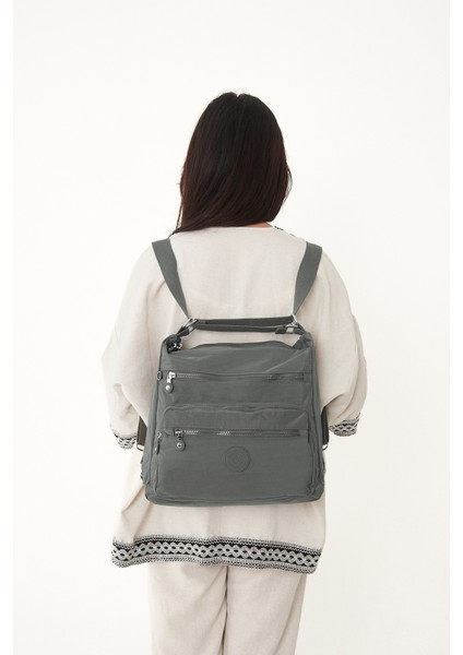 Çok Cepli Ayarlanabilir Çapraz Askılı Kadın Omuz ve Sırt Çantası Büyük Boy Günlük HV3050 Koyu Gri fırsatları