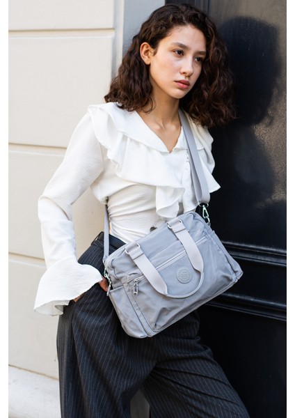 Çok Cepli Kadın Omuz Çantası Orta Boy Günlük HV4018 Gri indirimleri