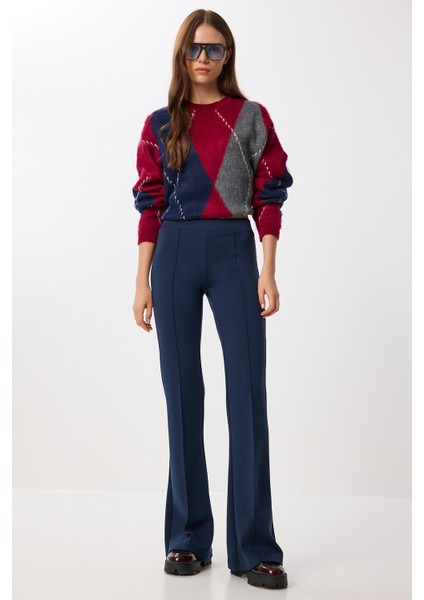 Ispanyol Paça Esnek Modal Tayt LUB0243 Lacivert