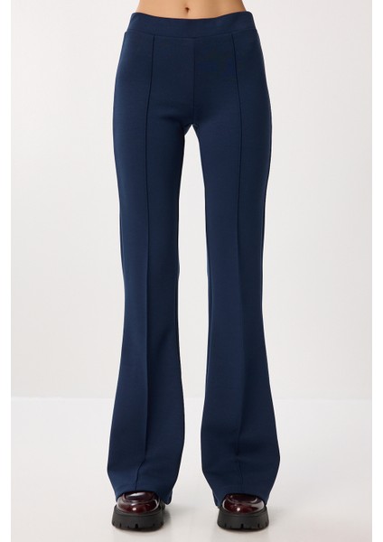 Ispanyol Paça Esnek Modal Tayt LUB0243 Lacivert modelleri