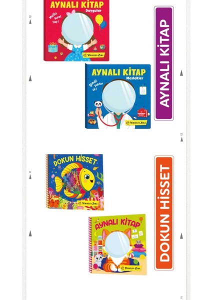 Aynalı Kitap 2'li Set (Duygular - Meslekler)/ Dokun Hisset - Aynalı Kitap 2'li Set (4'lü Set)