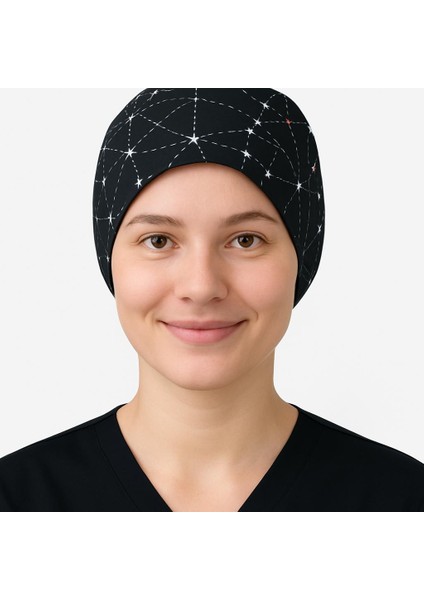 Siyah Samanyolu Desenli Doktor Hemşire Aşçı Bonesi Unisex fiyatları