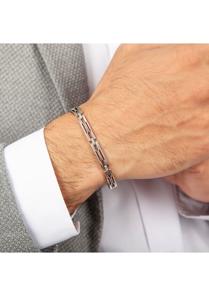 Oksitli 925 Ayar Gümüş Erkek Bileklik