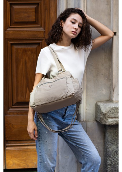 Çok Cepli Kadın Omuz Çantası Orta Boy Günlük HV7001 Bej fırsatları
