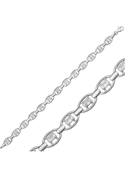 Su Yolu Oval 925 Ayar Gümüş Bileklik