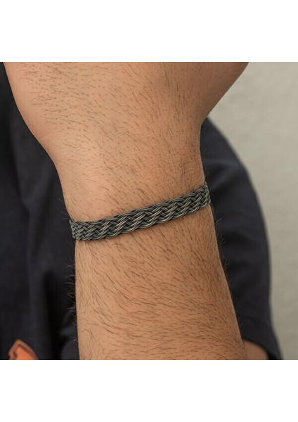 Örgü Kazaziye 925 Ayar Gümüş Bileklik