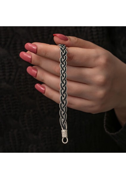 Örgü Kazaziye 925 Ayar Gümüş Bileklik