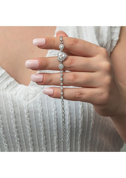 Su Yolu Kalp 925 Ayar Gümüş Bileklik