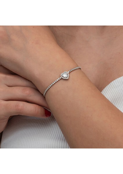 Su Yolu Kalp 925 Ayar Gümüş Bileklik