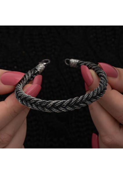 Örgü Kazaziye 925 Ayar Gümüş Bileklik