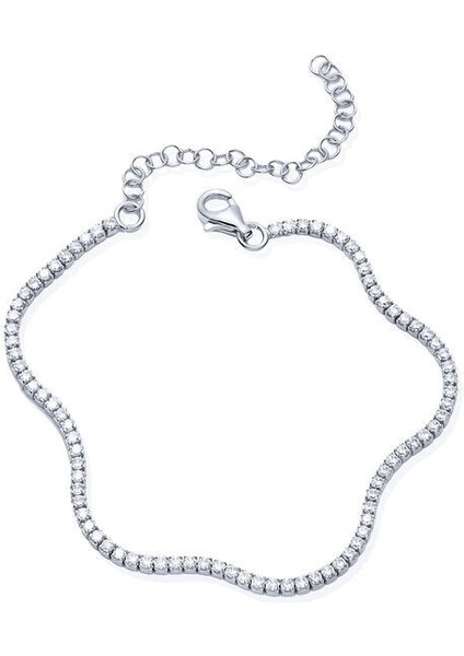 Su Yolu Beyaz Taşlı2mm 925 Ayar Gümüş Bileklik