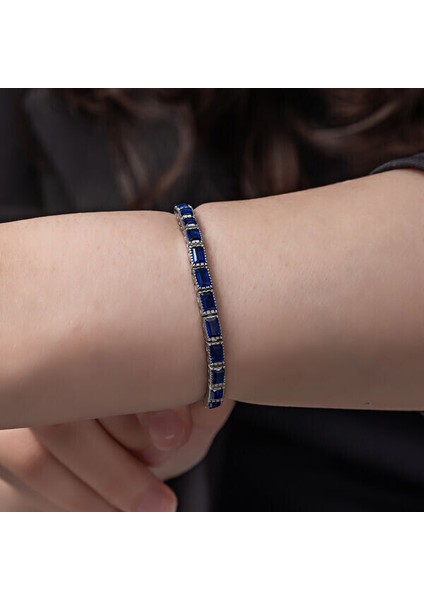 Su Yolu Mavi 925 Ayar Gümüş Bileklik