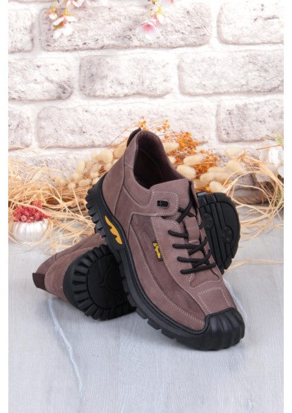 1040 Rahat Lastik Bağçıklı Kauçuk Taban Nubuk Hakiki Deri Erkek Ayakkabı indirimleri