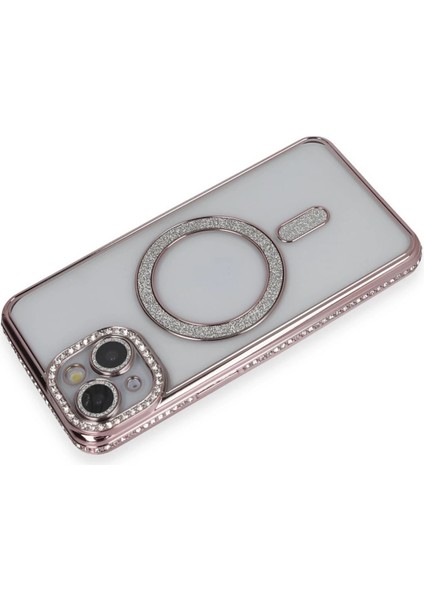 Apple iPhone 14 Kılıf Aurora Luxe Glitter Magsafe Kılıf – Premium Şeffaf Parıltılı Kapak - Pembe indirimleri