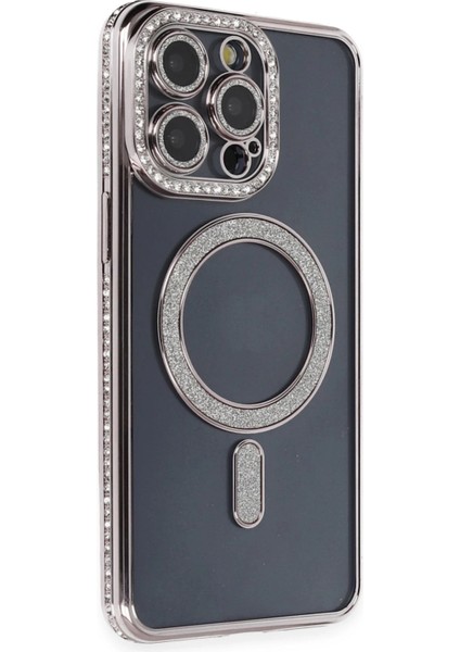 Apple iPhone 14 Pro Kılıf Aurora Luxe Glitter Magsafe Kılıf – Premium Şeffaf Parıltılı Kapak - Gri fırsatları
