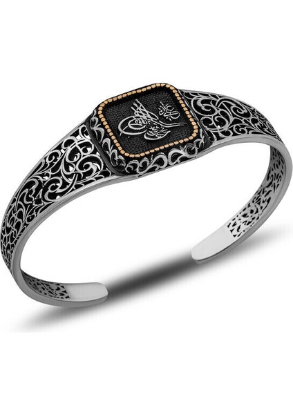 Tuğralı 925 Ayar Gümüş Erkek Bileklik