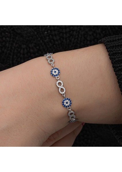 Nazar Boncuklu 925 Ayar Gümüş Bileklik