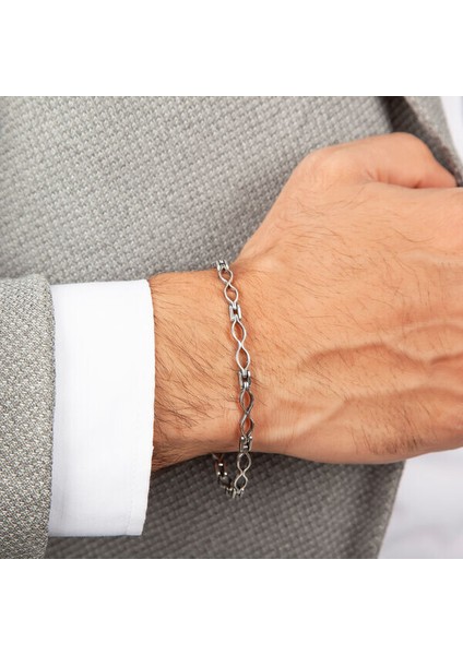 Oksitli 925 Ayar Gümüş Erkek Bileklik