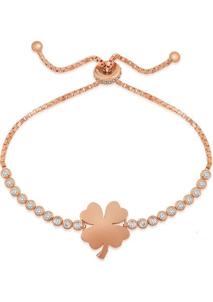 Rose Yonca 925 Ayar Gümüş Bileklik