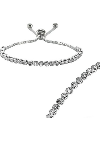 Su Yolu Ayarlanabilir Asansörlü 925 Ayar Gümüş Bileklik