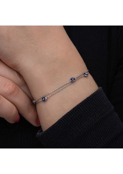 Nazar Boncuklu 925 Ayar Gümüş Bileklik