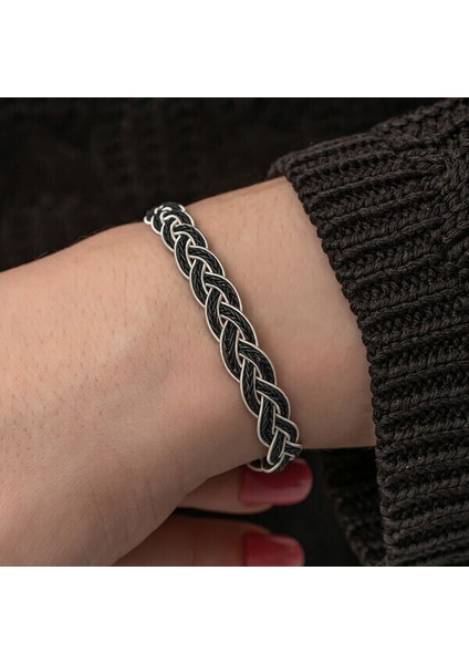 Örgü Kazaziye 925 Ayar Gümüş Bileklik