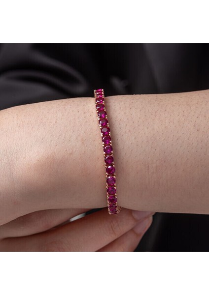Su Yolu Pembe 925 Ayar Gümüş Bileklik