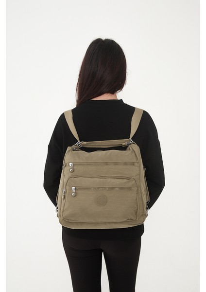 Çok Cepli Ayarlanabilir Çapraz Askılı Kadın Omuz ve Sırt Çantası Büyük Boy Günlük HV3050 Koyu Bej indirimleri