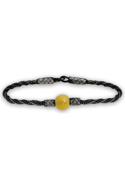 Damla Kehribar Kazaziye 925 Ayar Gümüş Bileklik