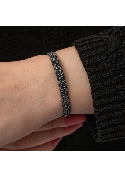 Örgü Kazaziye 925 Ayar Gümüş Bileklik