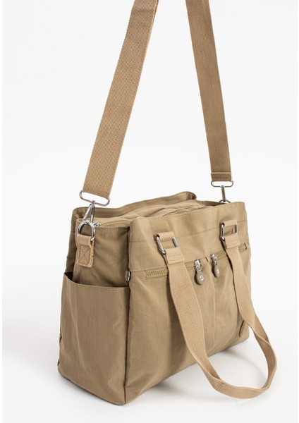Çok Cepli Kadın Omuz Çantası Orta Boy Günlük HV3026 Koyu Bej fiyatları