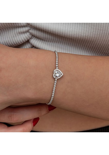 Su Yolu Kalp 925 Ayar Gümüş Bileklik