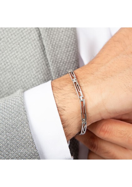 Oksitli 925 Ayar Gümüş Erkek Bileklik