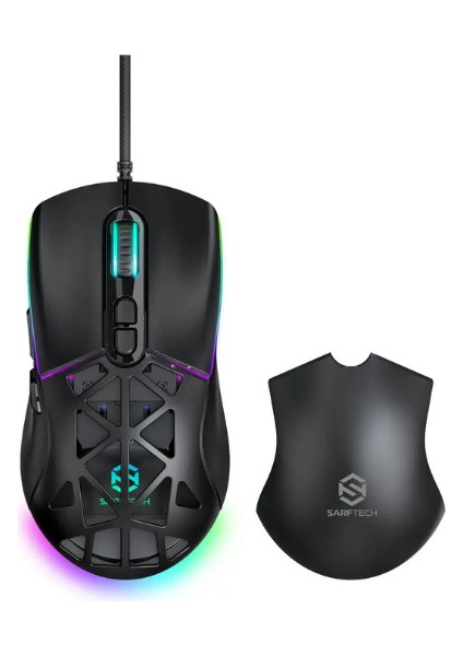 Oyuncu Mouse Rgb 7 Tuşlu 12.800DPI Makrolu Yazılım Değiştirilebilir Başlıklı Gaming Oyuncu Mouse