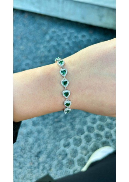 Zirkon Taş Yl Kalpli 925 Ayar Gümüş