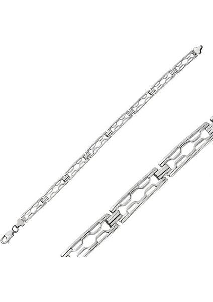 Oksitli 925 Ayar Gümüş Erkek Bileklik