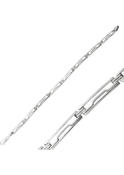 Oksitli 925 Ayar Gümüş Erkek Bileklik