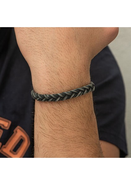 Örgü Kazaziye 925 Ayar Gümüş Bileklik