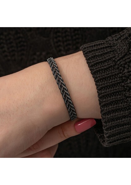 Örgü Kazaziye 925 Ayar Gümüş Bileklik