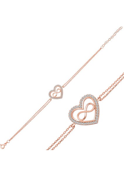 Rose Kalp Sonsuzluk 925 Ayar Gümüş Bileklik