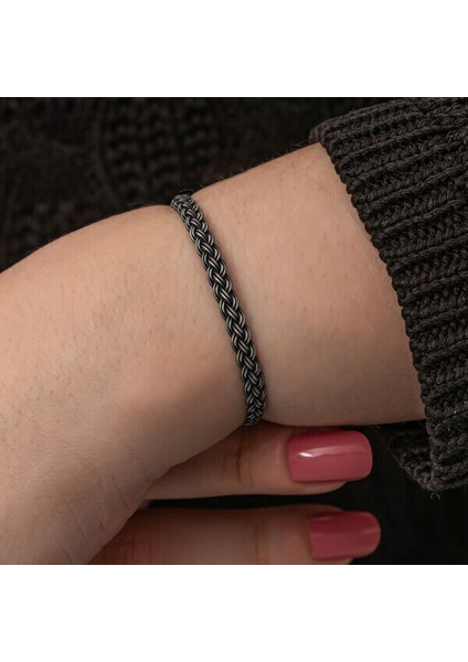 Örgü Kazaziye 925 Ayar Gümüş Bileklik