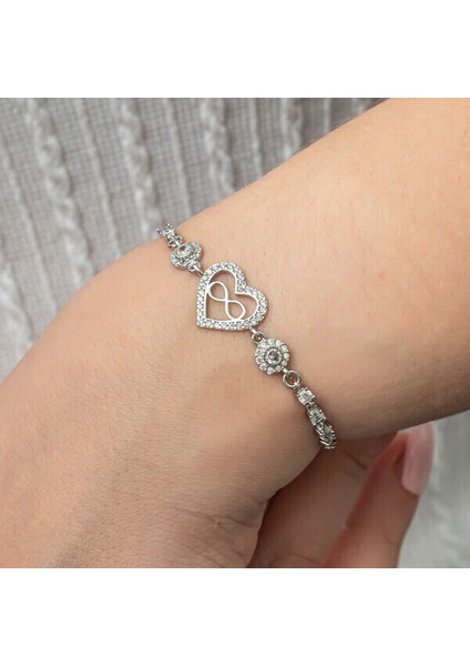 Kalp Sonsuzluk 925 Ayar Gümüş Bileklik