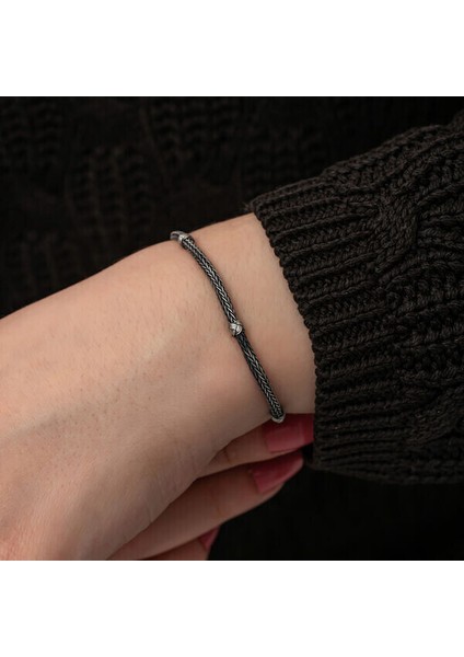 Örgü Kazaziye 925 Ayar Gümüş Bileklik